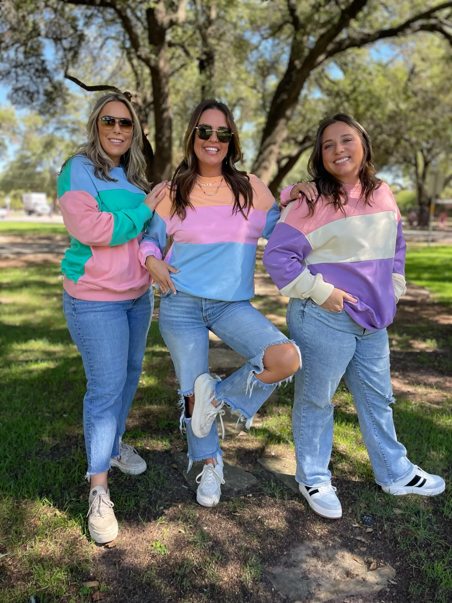 Hazel Blues® |  Finnley Colorblock Pullover in Four Colors