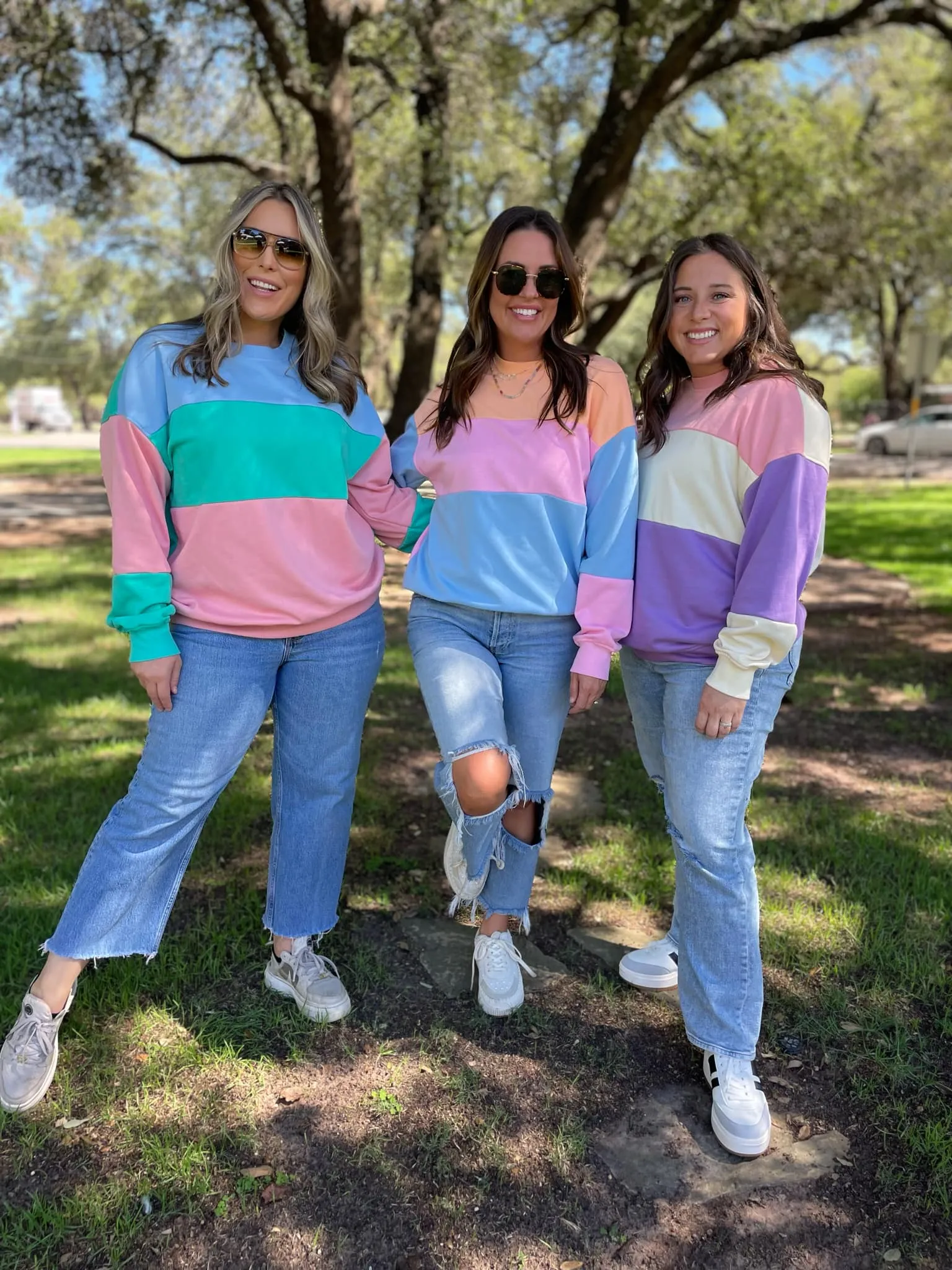 Hazel Blues® |  Finnley Colorblock Pullover in Four Colors