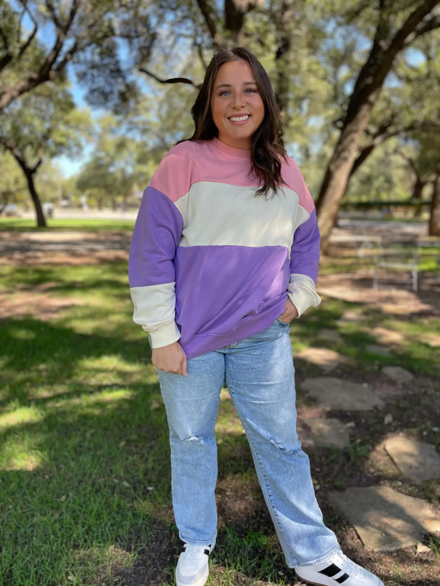 Hazel Blues® |  Finnley Colorblock Pullover in Four Colors