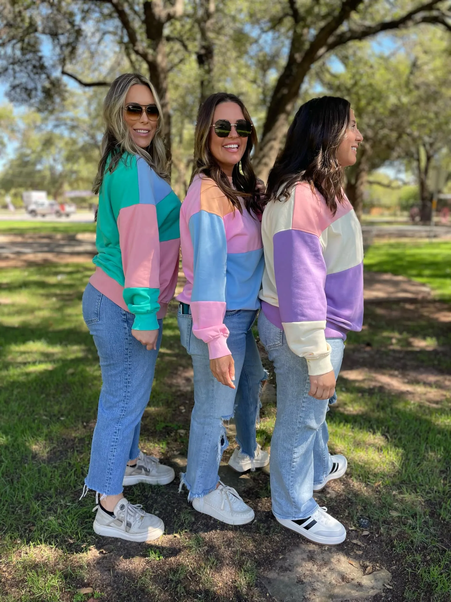 Hazel Blues® |  Finnley Colorblock Pullover in Four Colors