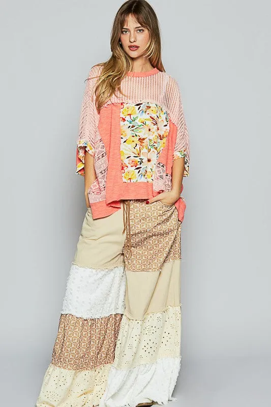 Hazel Blues® |  POL Hollow Out Floral Half Sleeve Knit Top