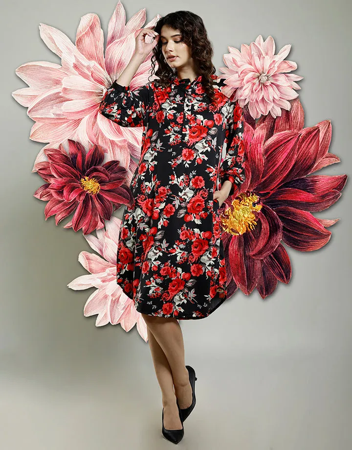 High Neck Dress with Pockets