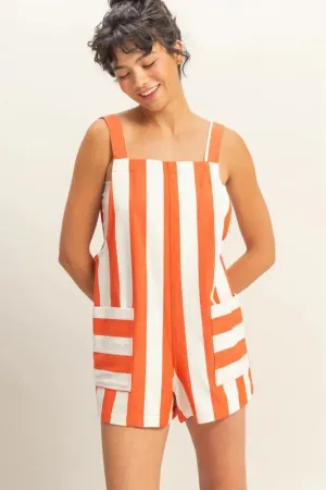 HYFVE Striped Sleeveless Overall Romper