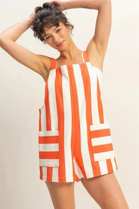 HYFVE Striped Sleeveless Overall Romper