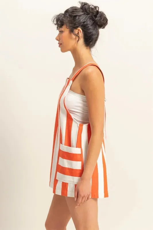 HYFVE Striped Sleeveless Overall Romper