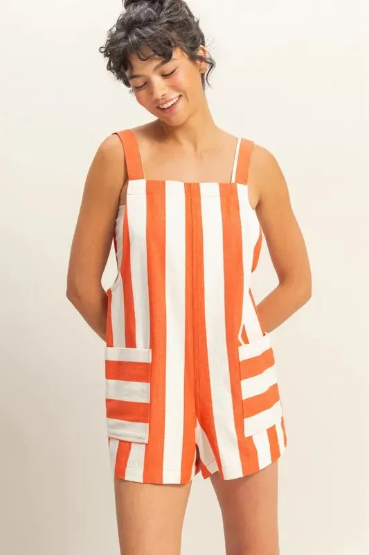 HYFVE Striped Sleeveless Overall Romper