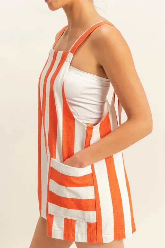 HYFVE Striped Sleeveless Overall Romper