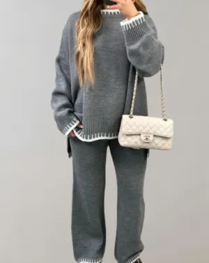 Isabel | Two-piece Set With Knitted Top and Wide Pants