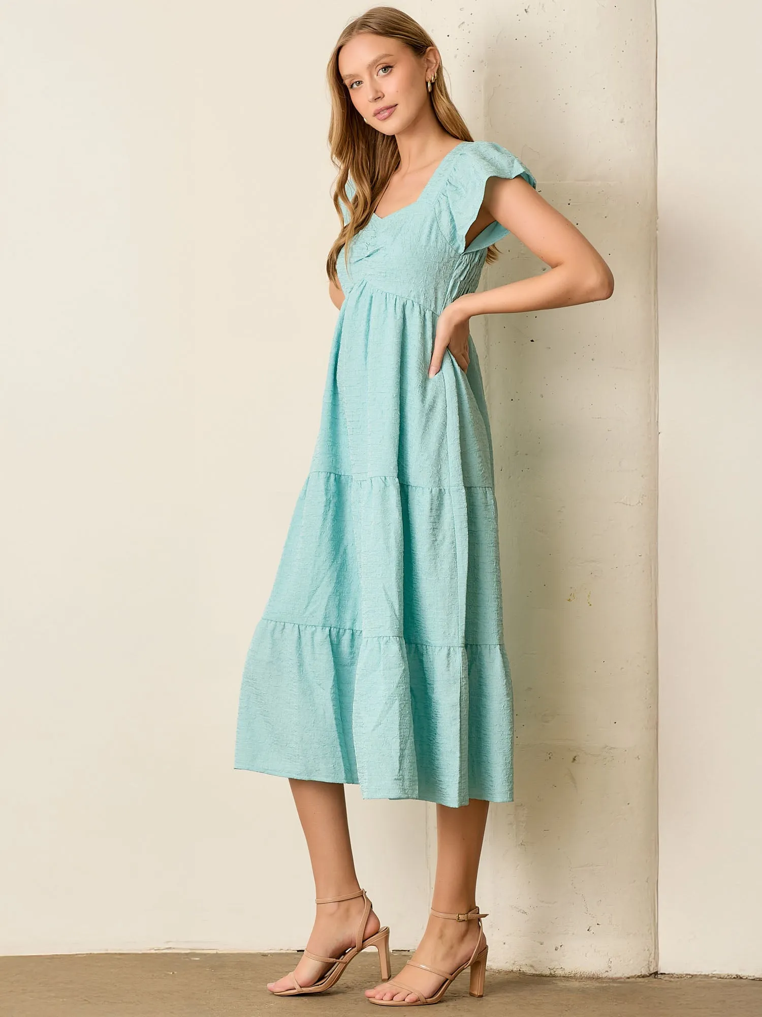 Jacquard Tiered Midi Sun Dress