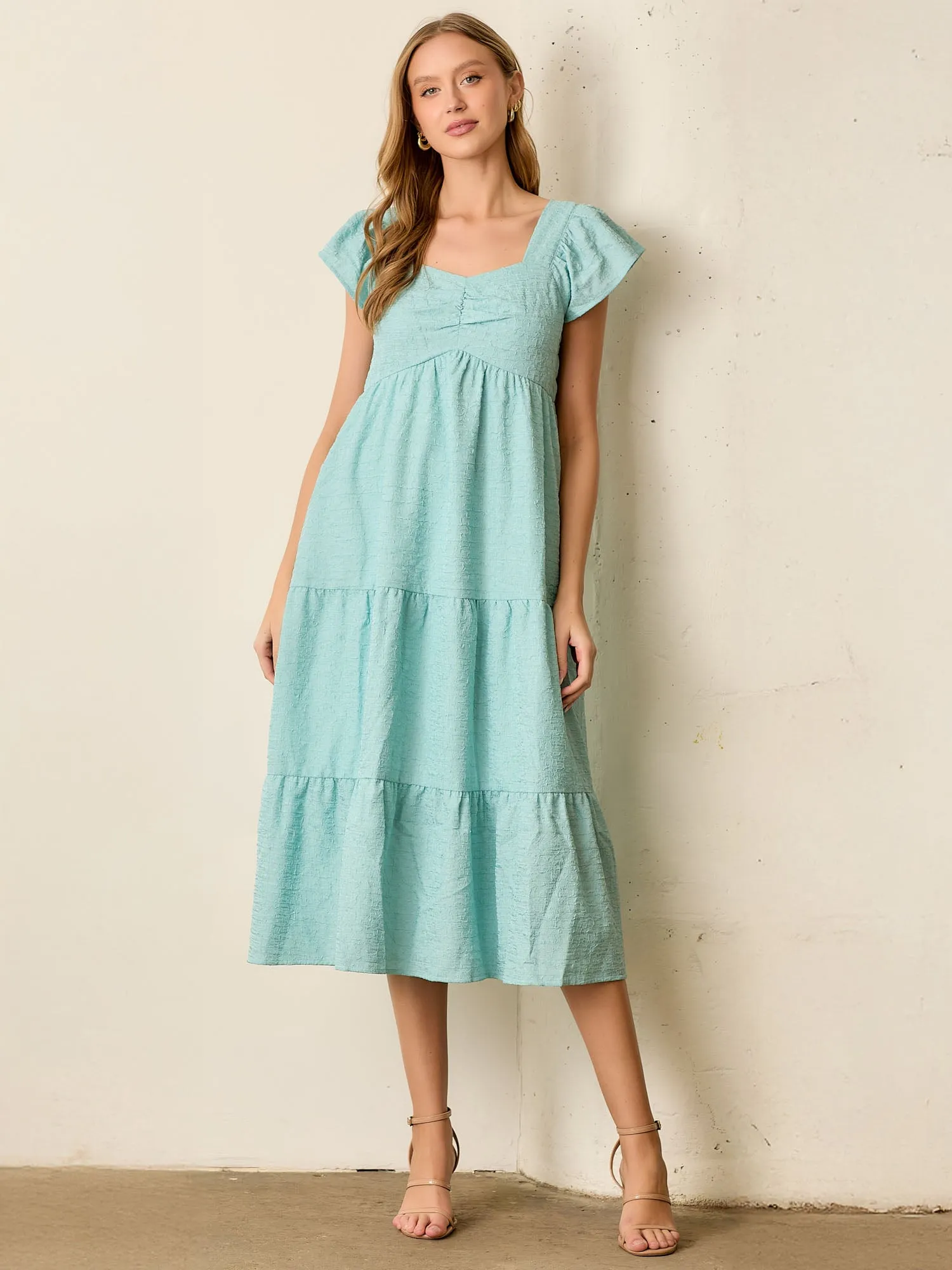 Jacquard Tiered Midi Sun Dress