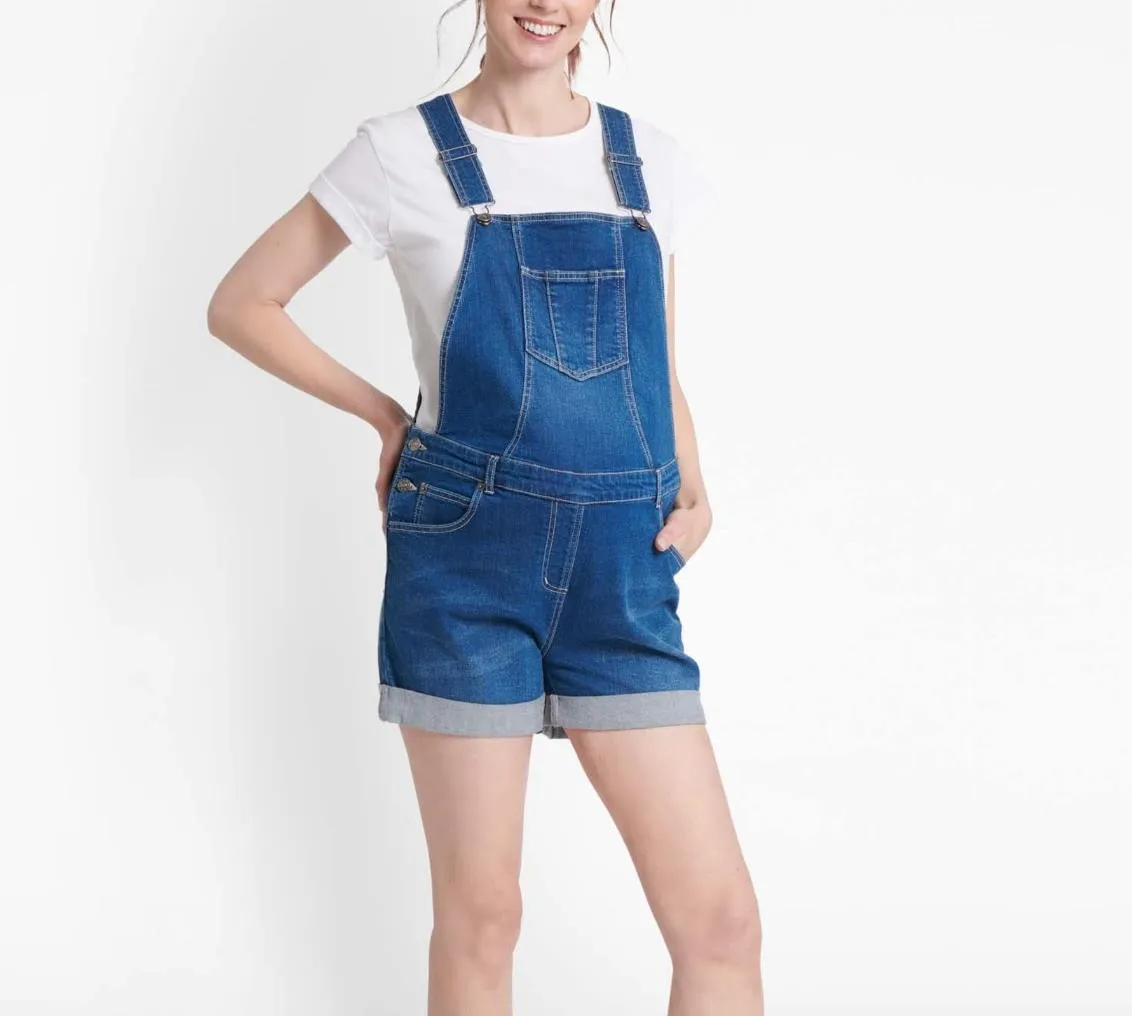 Jojo Maman Bebe Womens Short Denim Dungarees Size 10 (New)