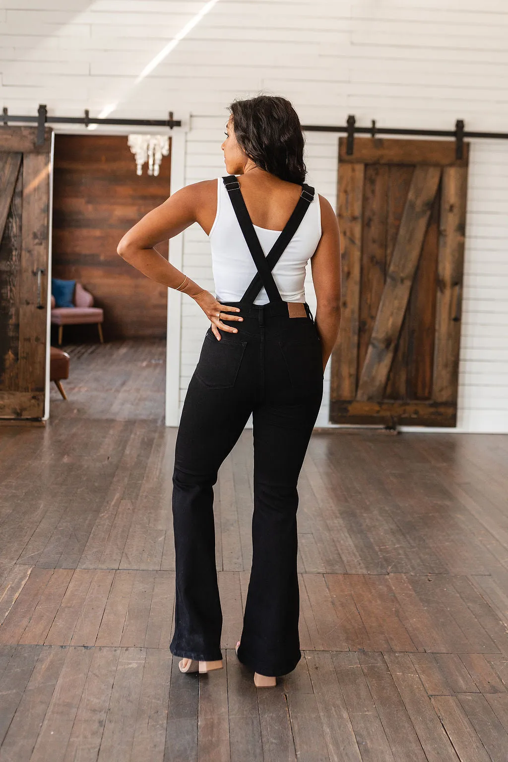 Judy Blue Tummy Control Retro Flare Overalls in Black
