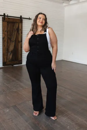 Judy Blue Tummy Control Retro Flare Overalls in Black