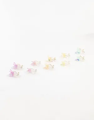 Kids Holographic Butterfly Silver Clip-On Earrings 5-Pack