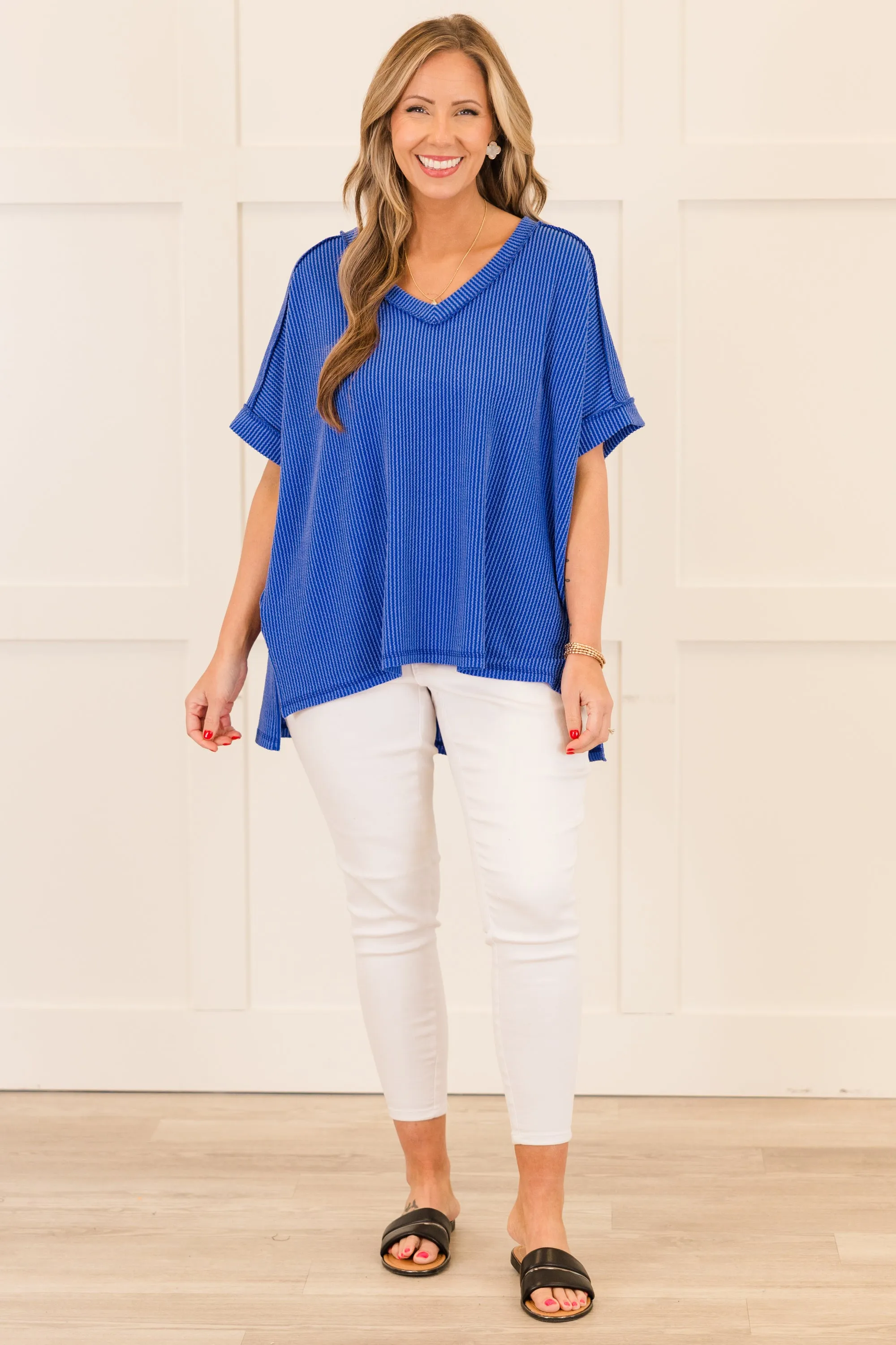 Knit Me Up Top, Bright Blue