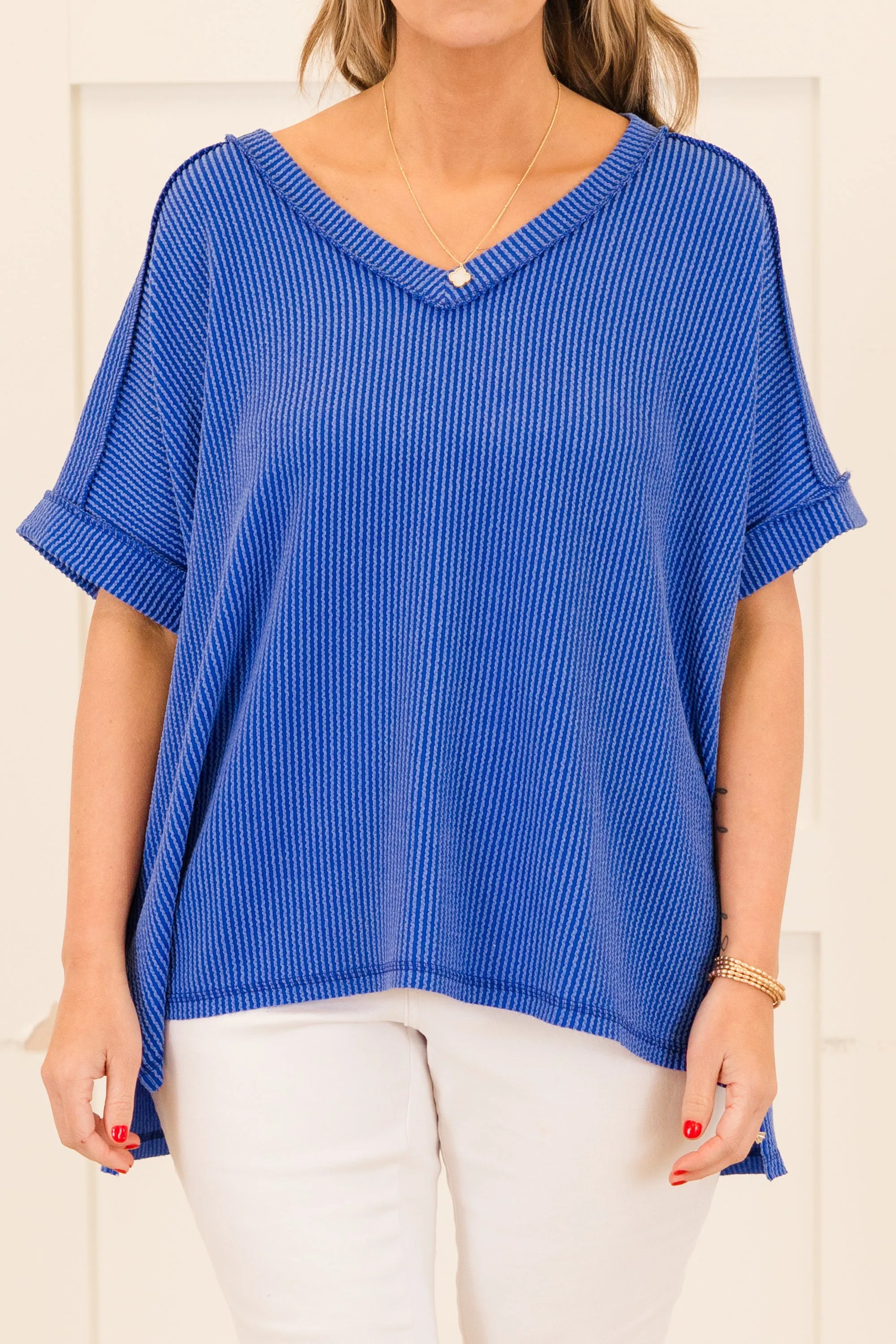 Knit Me Up Top, Bright Blue