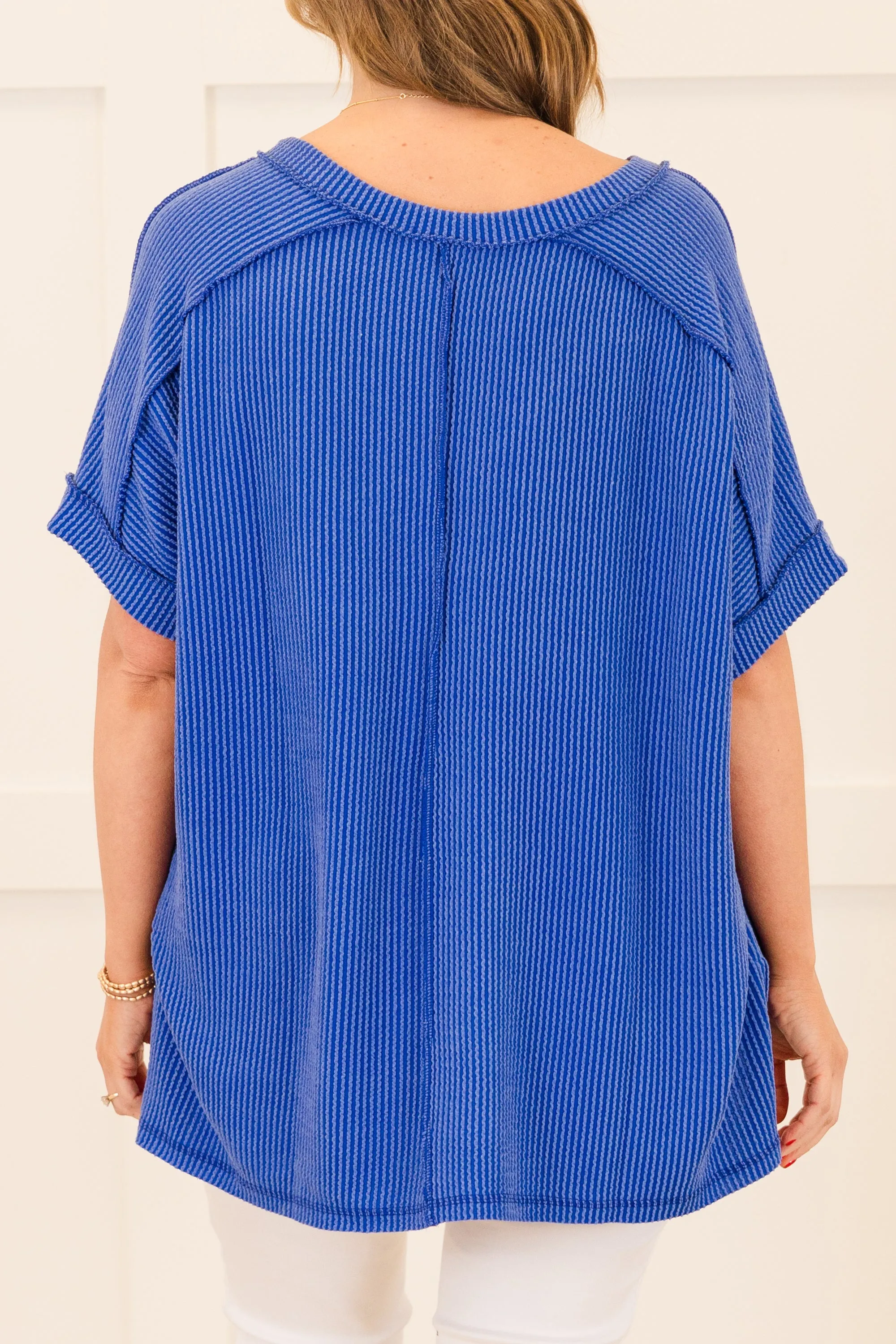 Knit Me Up Top, Bright Blue