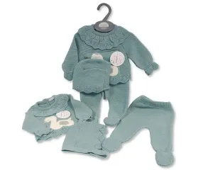 Knitted Baby 3 pcs Pram Set with Collar - Duck