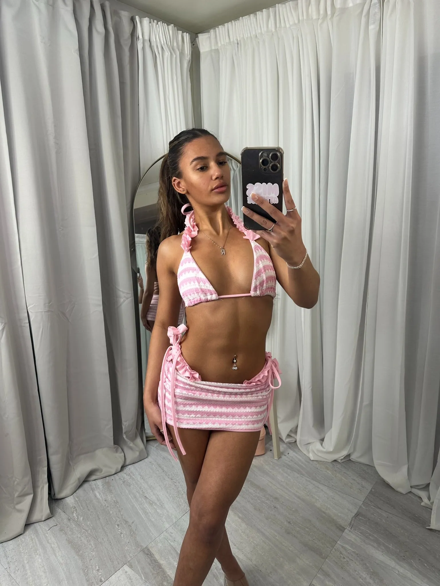 Knitted frill 3 piece bikini cover up sets