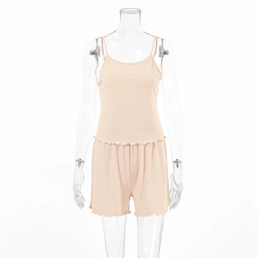 Knitted Long Sleeve Shorts Pajamas Three Piece Set