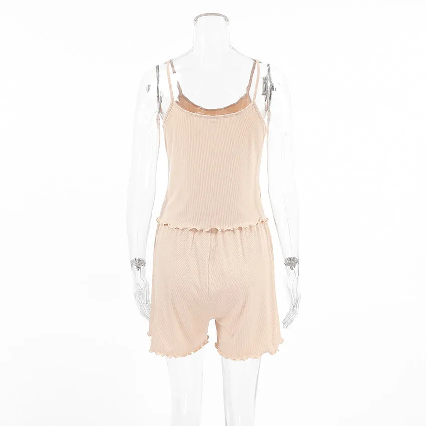 Knitted Long Sleeve Shorts Pajamas Three Piece Set