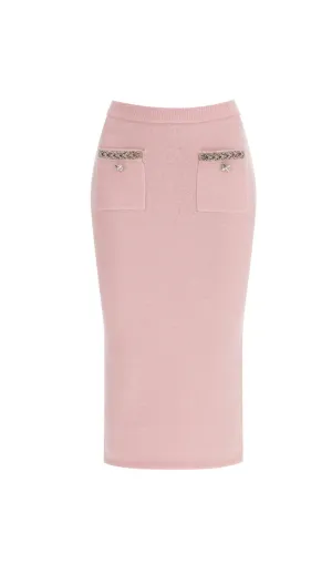 knitted midi skirt in Pink