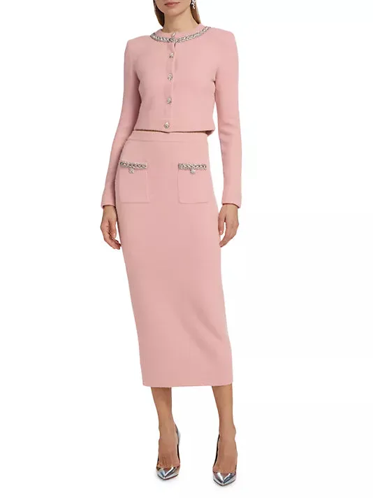 knitted midi skirt in Pink