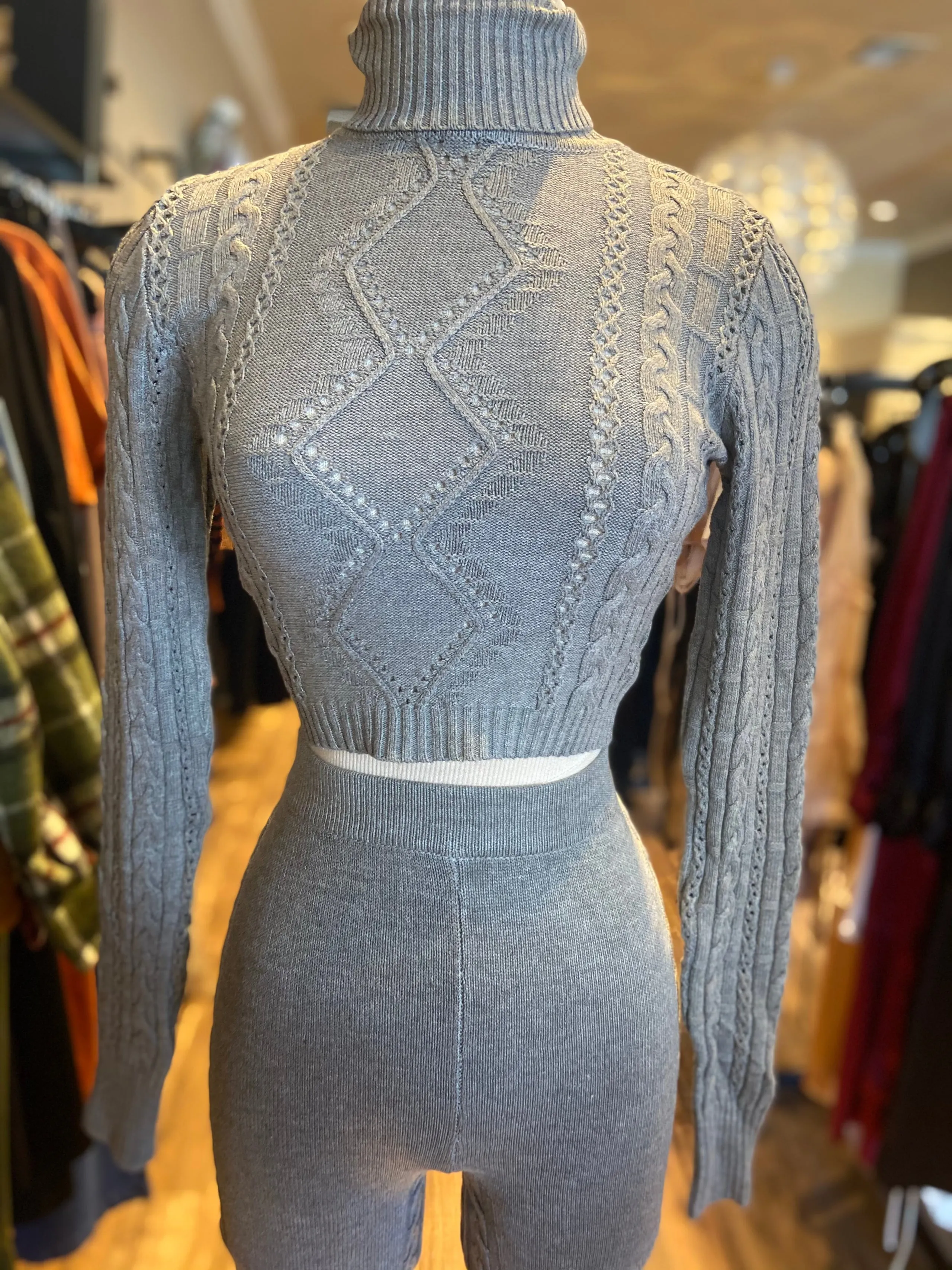 Knitted Turtle Neck Pants Set