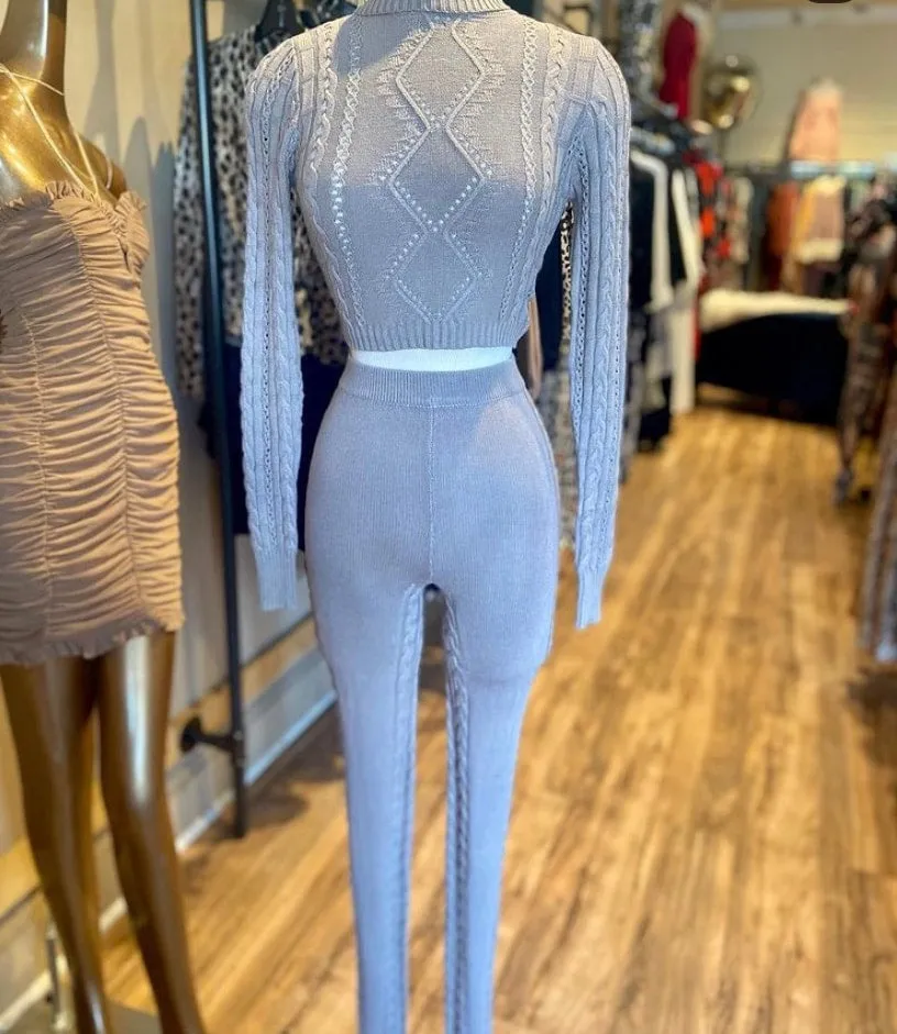 Knitted Turtle Neck Pants Set