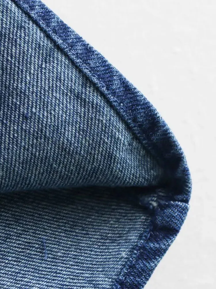 Lace Up Denim Blouse with Pockets