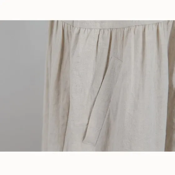 Ladies Plus Size Cotton Linen Sleeveless Robe Dress w/ Pockets