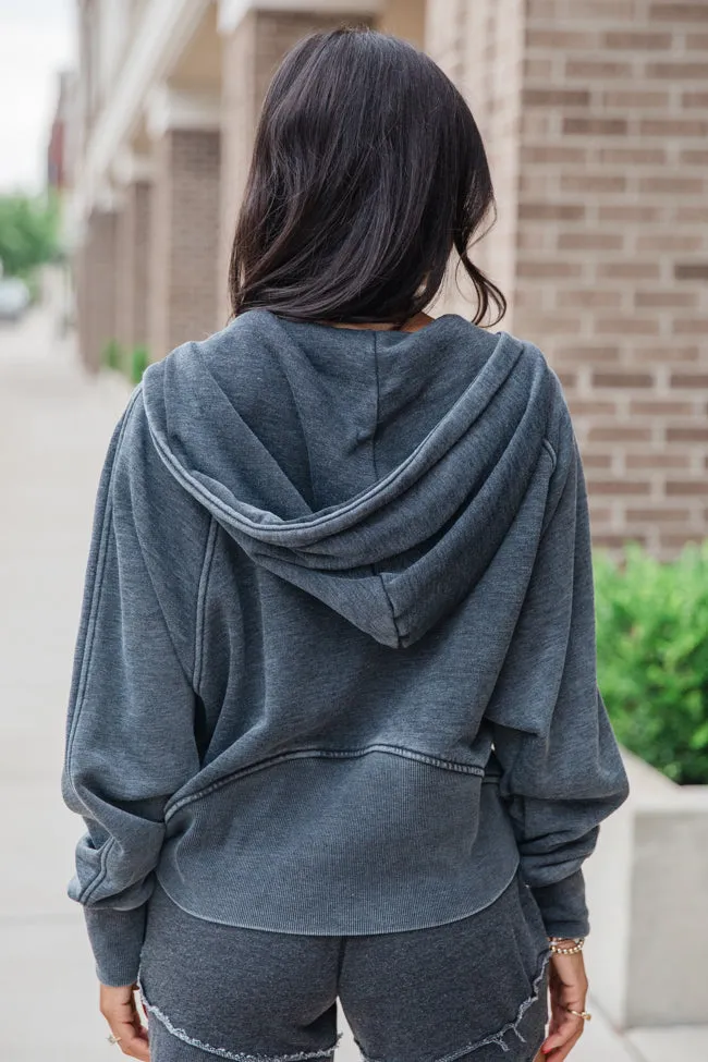 Learn As You Go Black Acid Washed Quarter Zip Pullover SALE