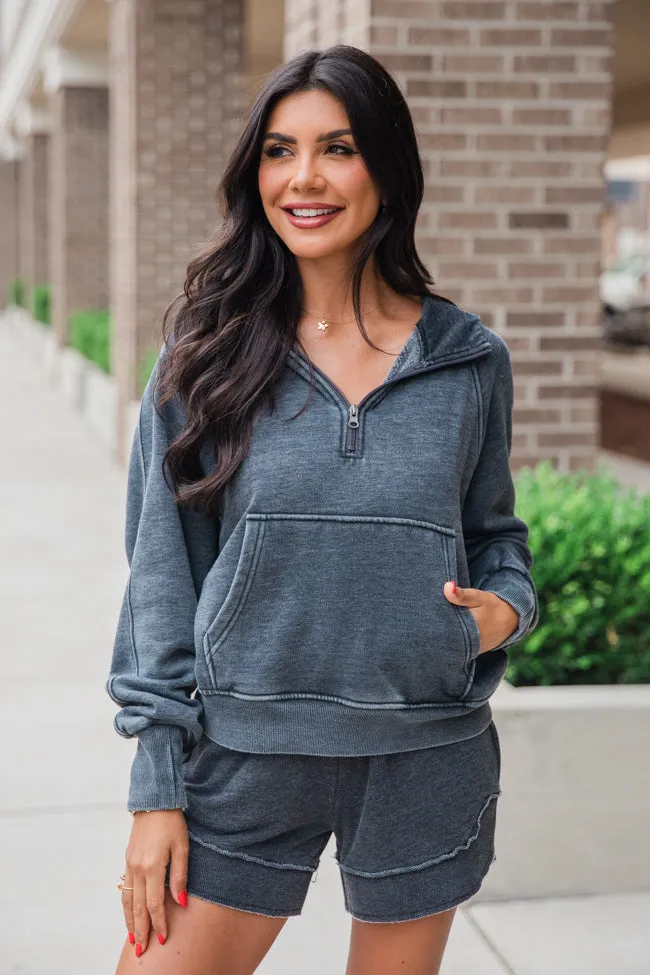 Learn As You Go Black Acid Washed Quarter Zip Pullover SALE