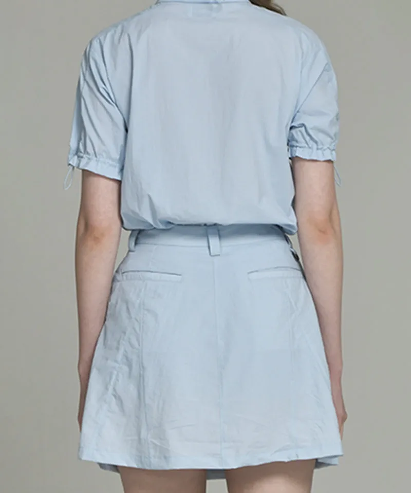 LENUCU Woven Out Pocket Skirt - Sky Blue