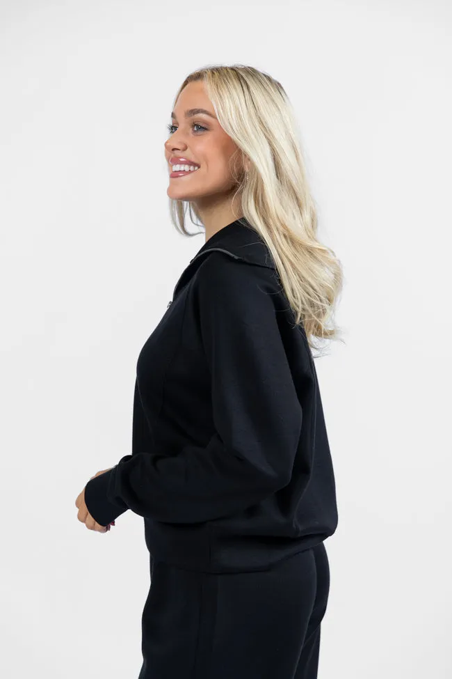 Let's Just Stay Black Quarter Zip Knit Pullover FINAL SALE