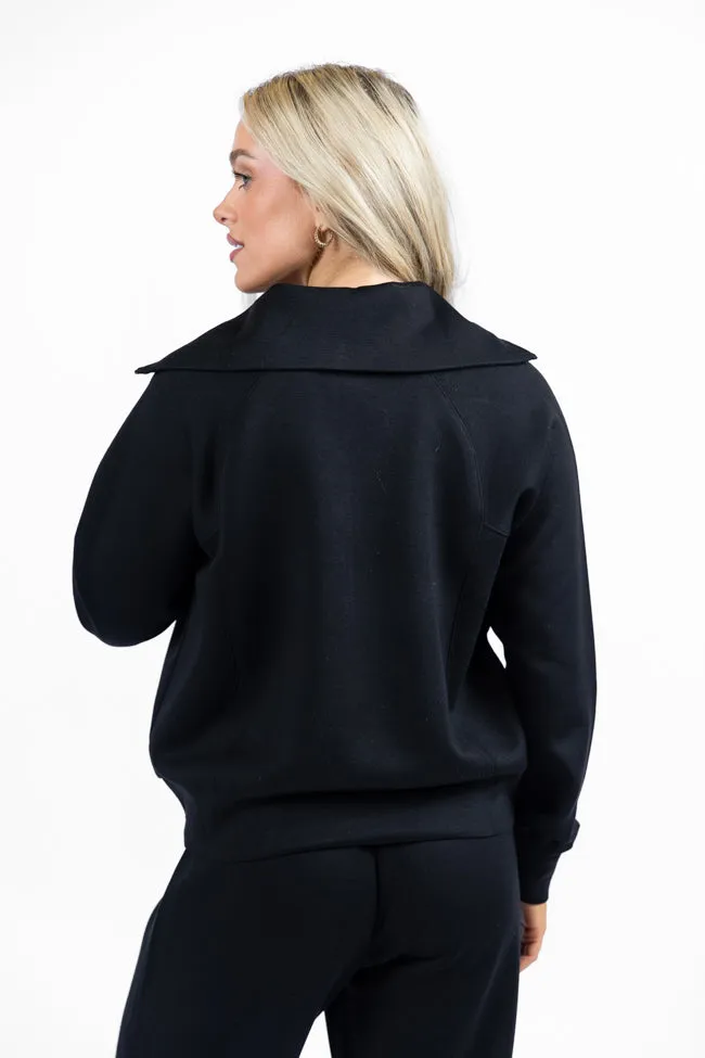 Let's Just Stay Black Quarter Zip Knit Pullover FINAL SALE