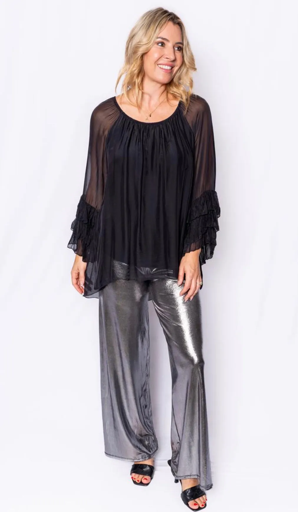 Liquido Silver Jersey Metalic Pants