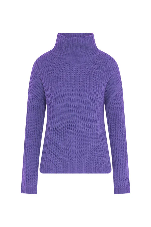 LONA HIGH COLLAR VIOLET CASHMERE SWEATER