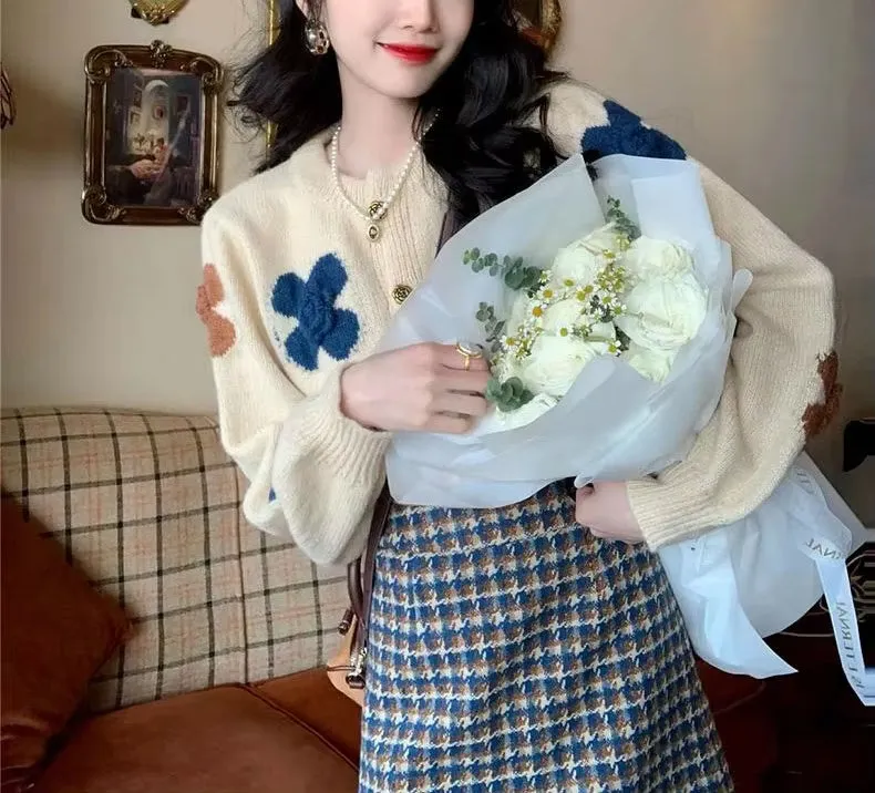 Long Sleeve Floral Embroidered Cardigan Sweater