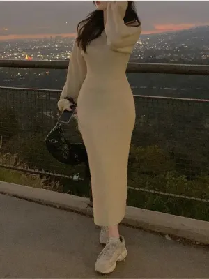 Long Sleeve Knitted Sweater Dresses