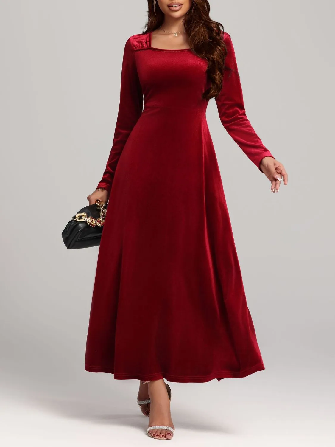 Long Sleeve Velvet Dress