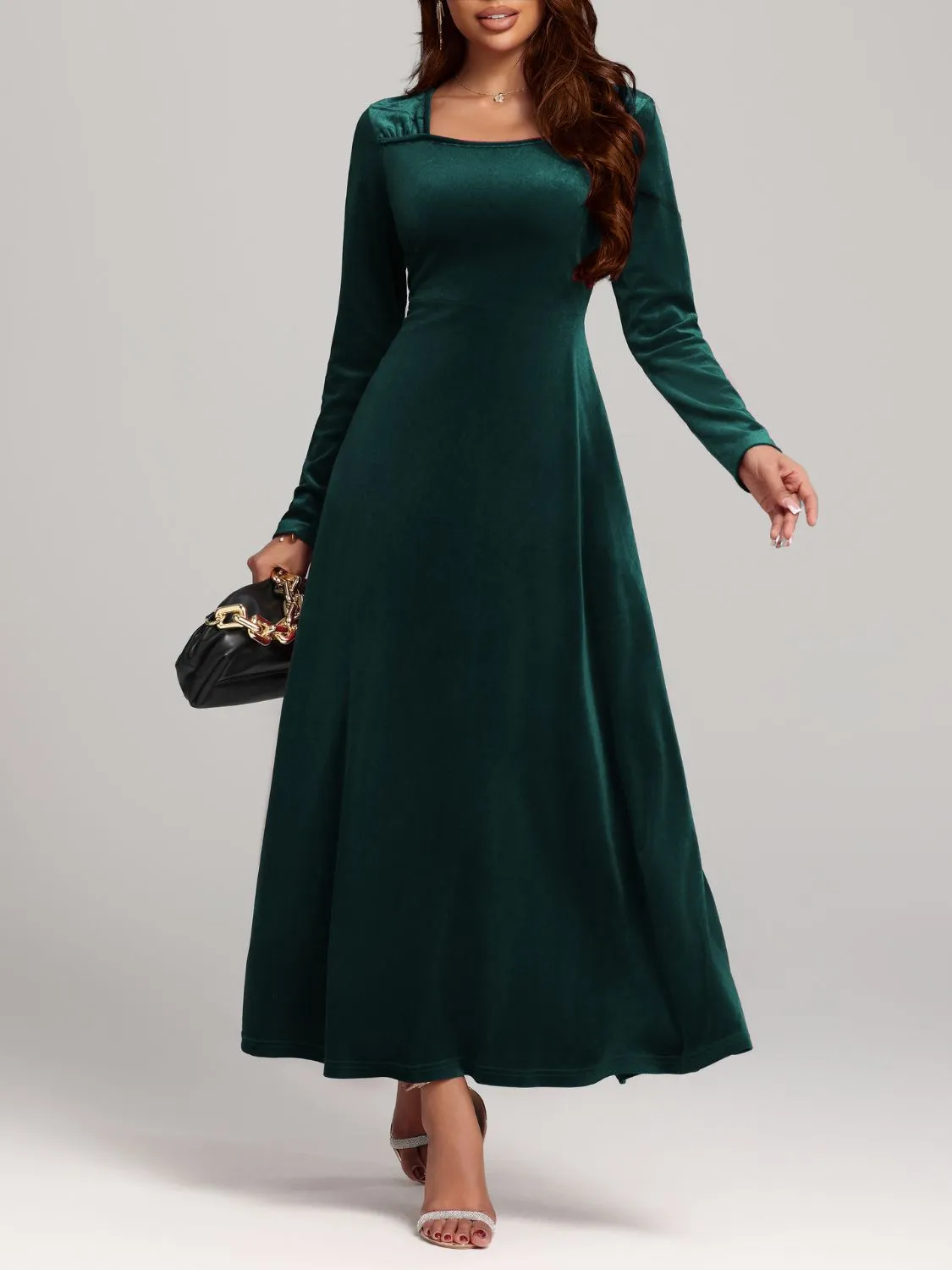 Long Sleeve Velvet Dress