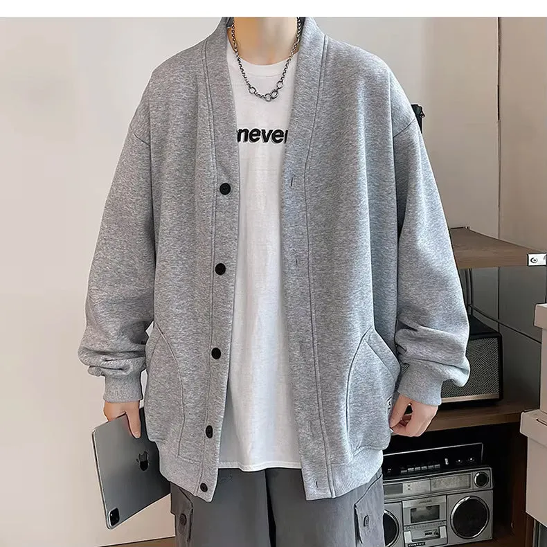 Loose Casual Colors Men Cardigan Sweatshirt