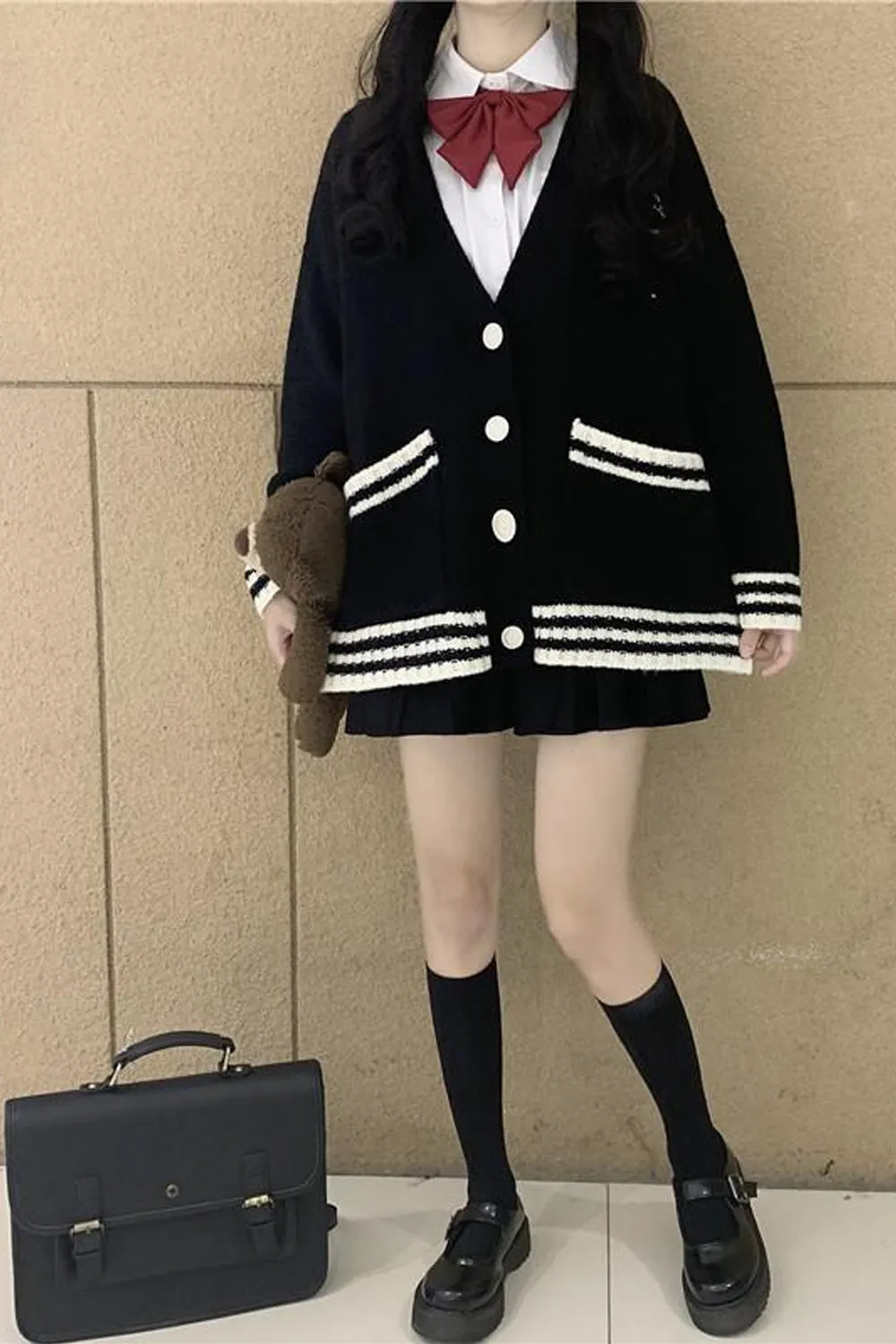 Loose Cute Striped Cardigan Sweater