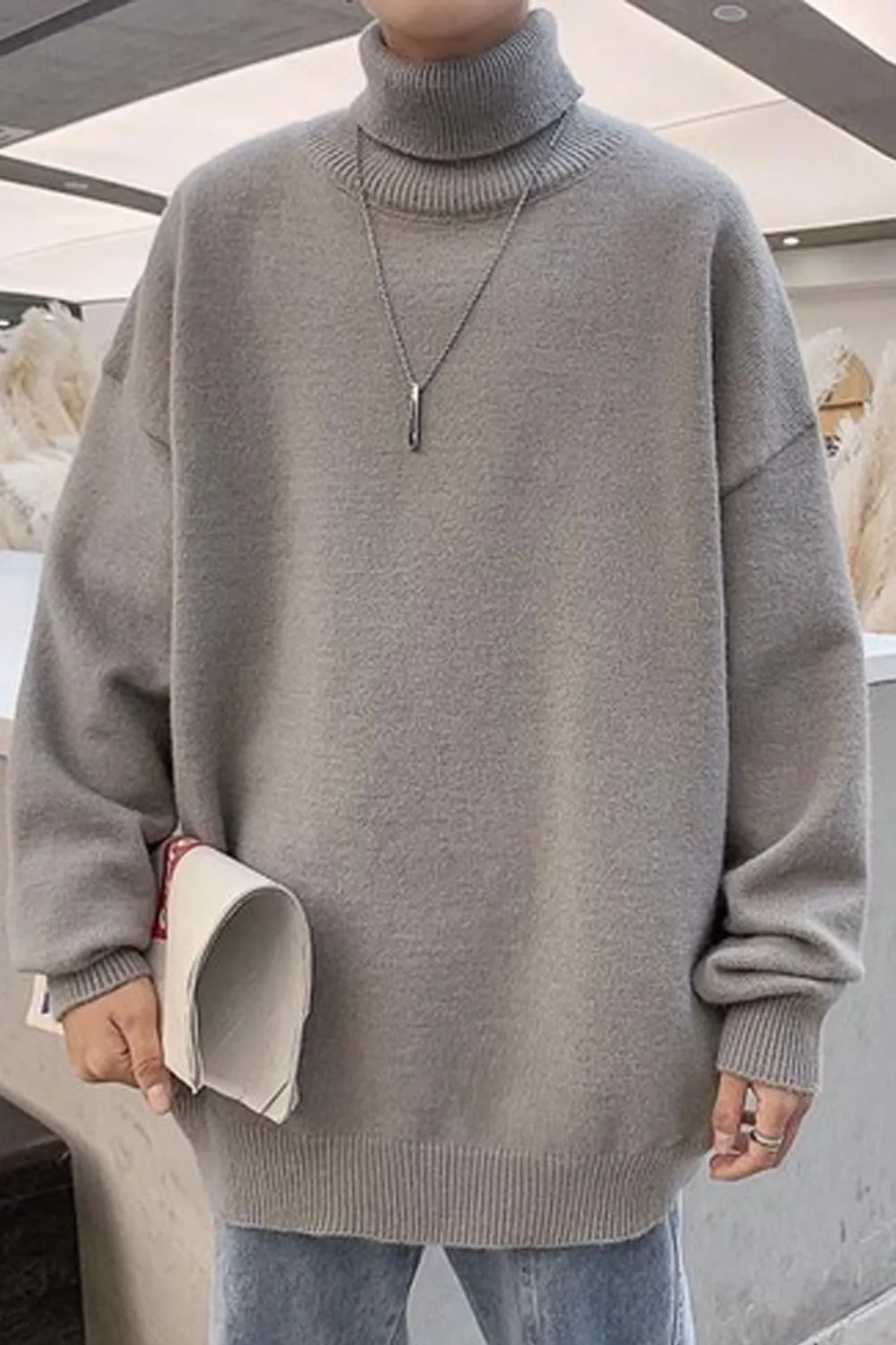Loose Knitted Warm Turtleneck Men Sweater