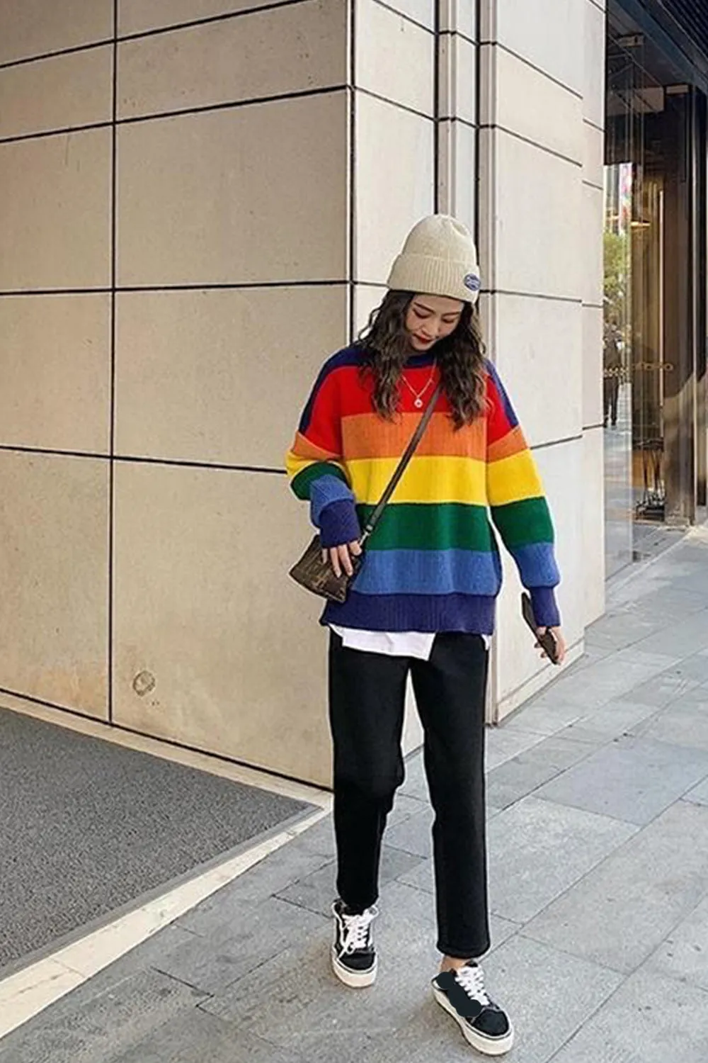Loose Rainbow Warm Knitted Sweater