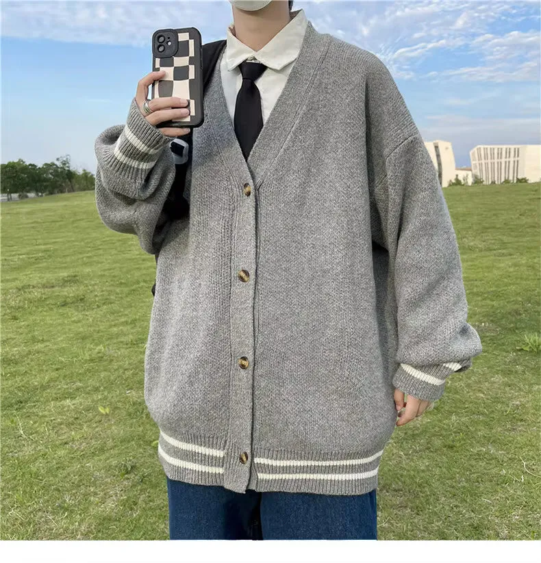 Loose Retro Knitted Men Cardigan Sweater