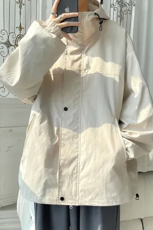 Loose Windbreaker Hooded Cargo Jackets