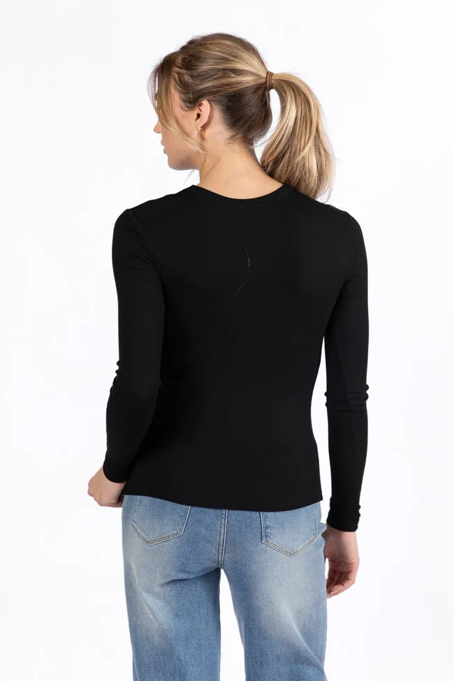 Make Your Choice Black Ribbed Long Sleeve Tee FINAL SALE