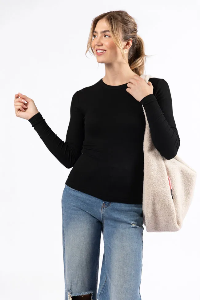 Make Your Choice Black Ribbed Long Sleeve Tee FINAL SALE